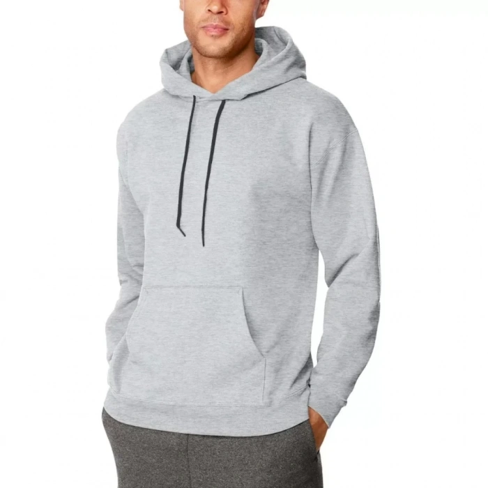 MARSiLYAN- Erkek Uzun Kol Kapşonlu Basic Sweatshirt Hoodie - Gri