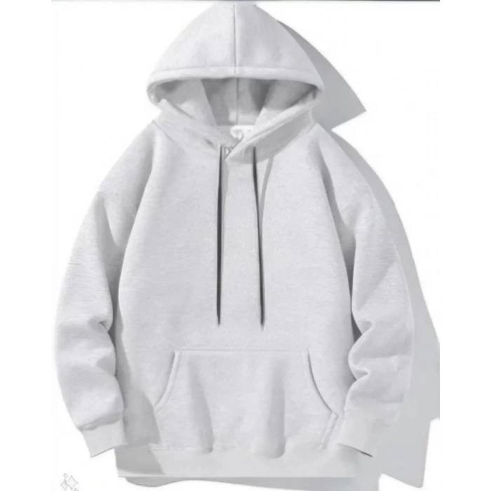 MARSiLYAN- Erkek Uzun Kol Kapşonlu Basic Sweatshirt Hoodie - Gri