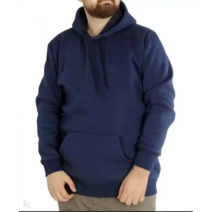 MARSiLYAN- Erkek Uzun Kol Kapşonlu Basic Sweatshirt Hoodie - Lacivert
