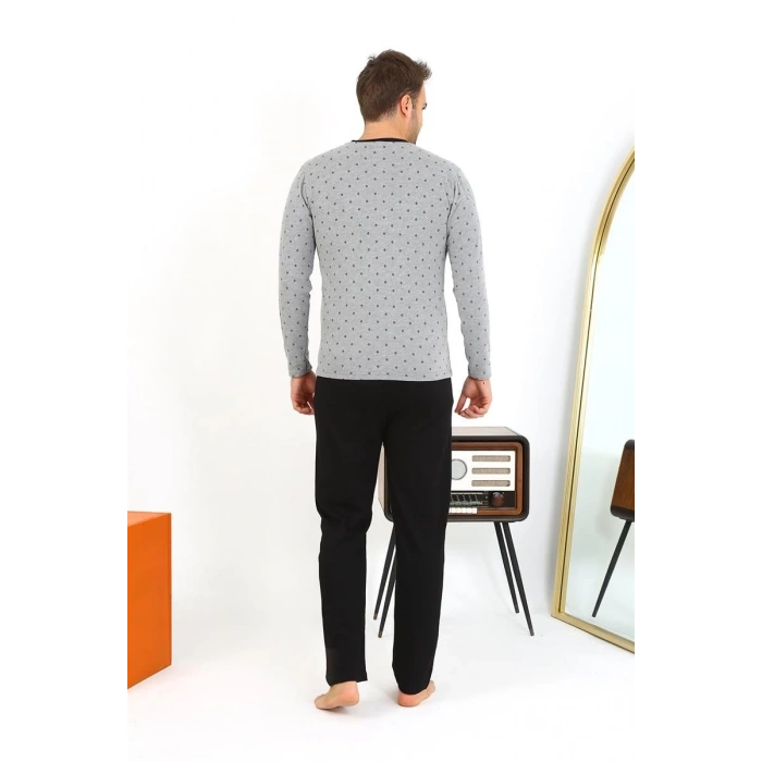 MARSiLYAN- Erkek Uzun Kol Penye Füme Pijama Takımı