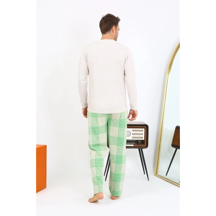 MARSiLYAN- Erkek Uzun Kol Penye Krem Pijama Takımı
