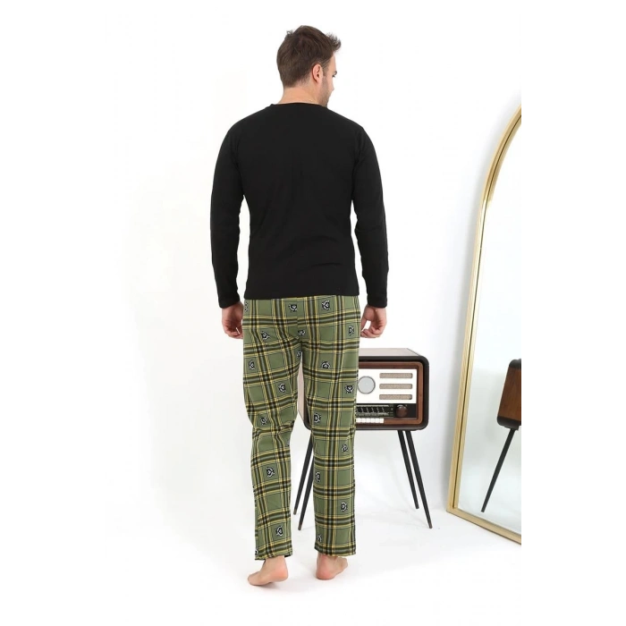 MARSiLYAN- Erkek Uzun Kol Penye Siyah Pijama Takımı