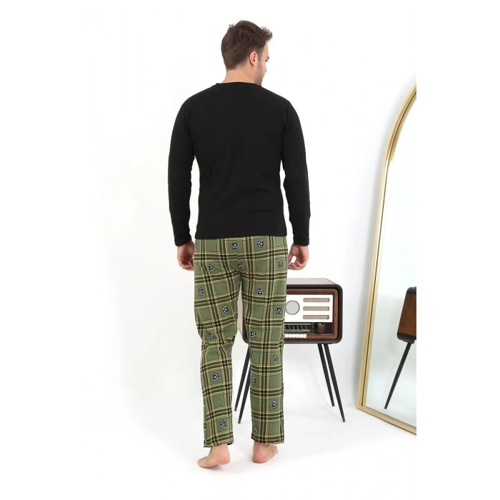 MARSiLYAN- Erkek Uzun Kol Penye Siyah Pijama Takımı