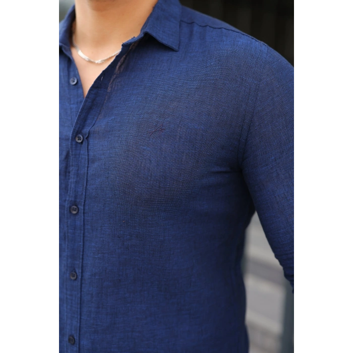 MARSiLYAN- Erkek Uzun Kollu Keten Gömlek