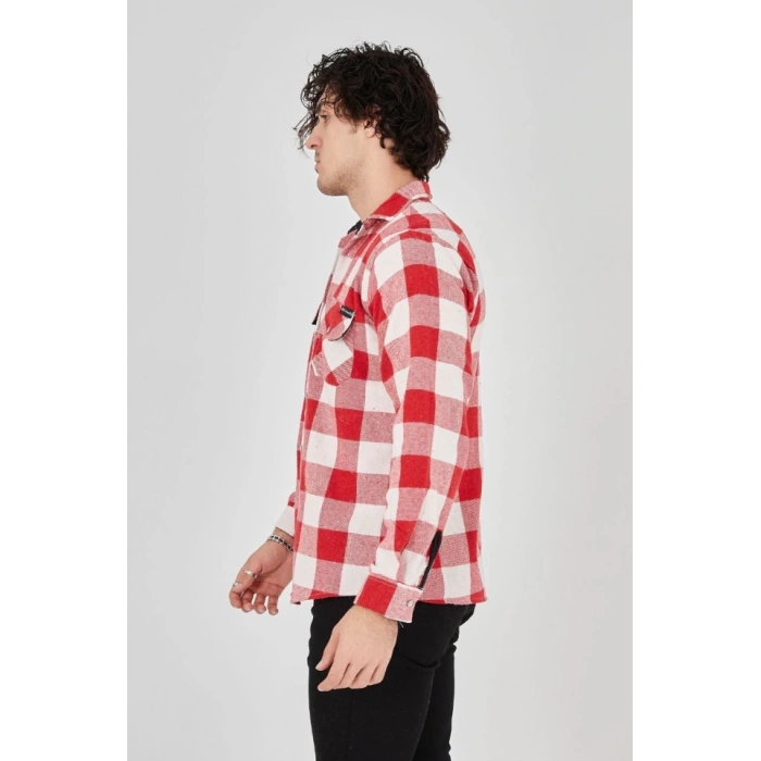 MARSiLYAN- Erkek Uzun Kollu Oduncu Gömlek - Kırmızı