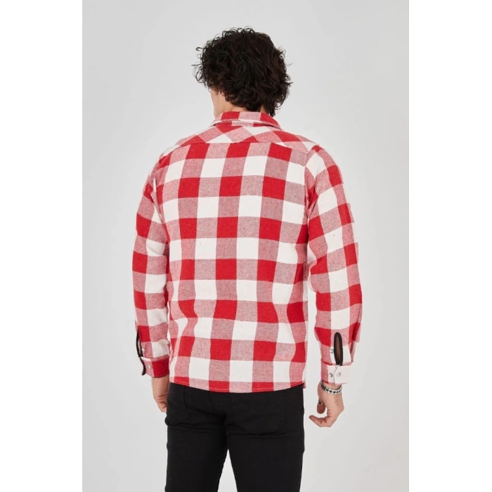 MARSiLYAN- Erkek Uzun Kollu Oduncu Gömlek - Kırmızı