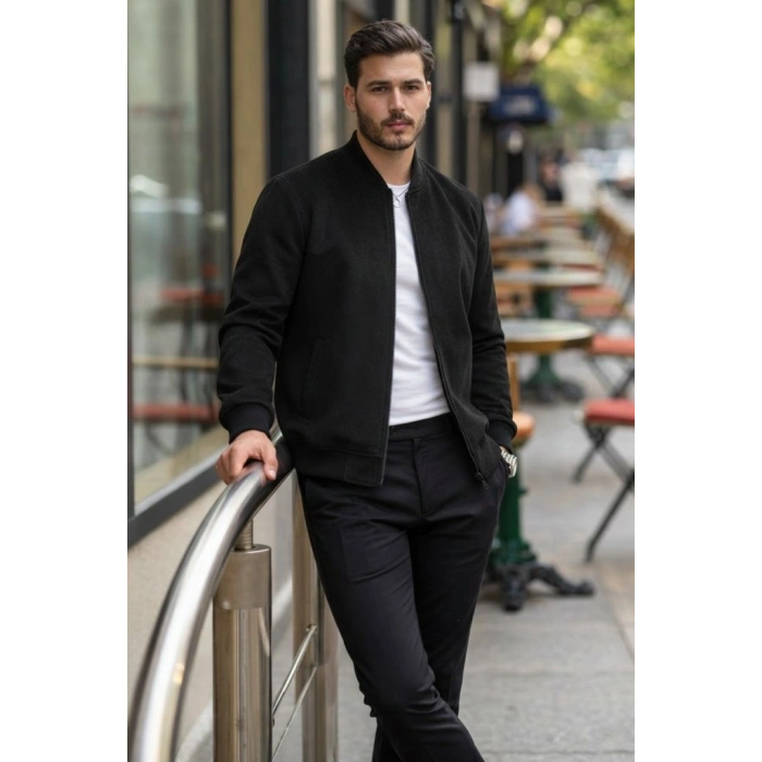 MARSiLYAN- Erkek Uzun Kollu önden Fermuarlı Süet Ceket