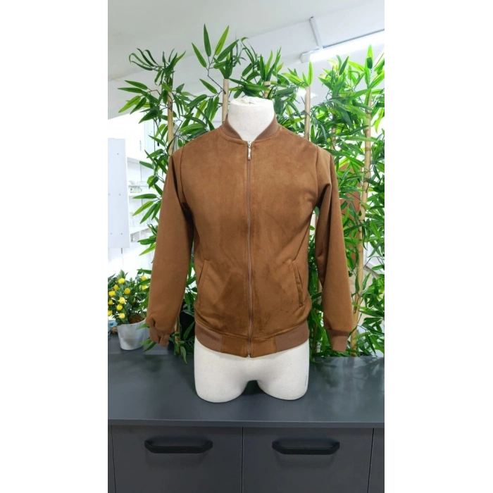 MARSiLYAN- Erkek Uzun Kollu önden Fermuarlı Süet Ceket