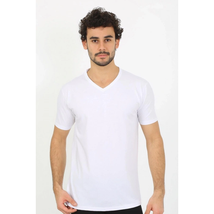 MARSiLYAN- Erkek V Yaka Beyaz Penye Atlet