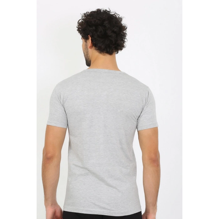 MARSiLYAN- Erkek V Yaka Gri Penye Atlet