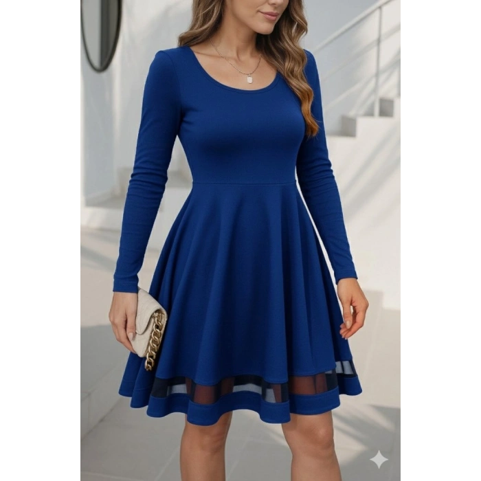 MARSiLYAN- Etek Tül Detay Krep Elbise