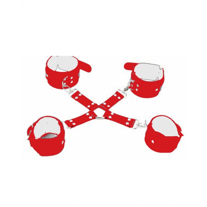 MARSiLYAN-  Fantezi Kırmızı Deri Pozisyon El Ayak Kelepçesi TG275413K