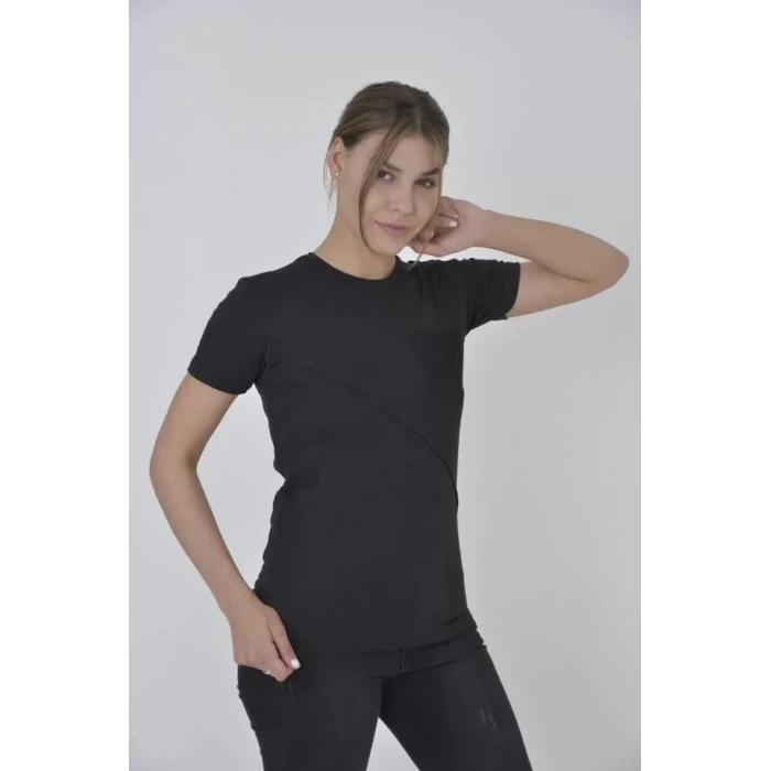 MARSiLYAN- File Cepli Slim Fit T-shirt - Siyah