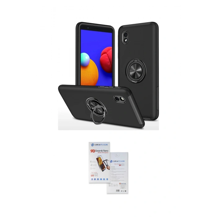 MARSİLYAN™- Galaxy A01 Core Kılıf Odak Form Prime - Siyah Seramik Nano Ekran Koruyucu
