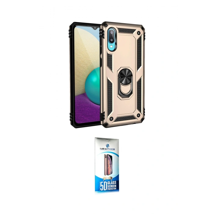 MARSİLYAN™- Galaxy A02 Kılıf Ahenk Klasik Koleksiyonu - Siyah 5D Eko Cam Ekran Koruyucu