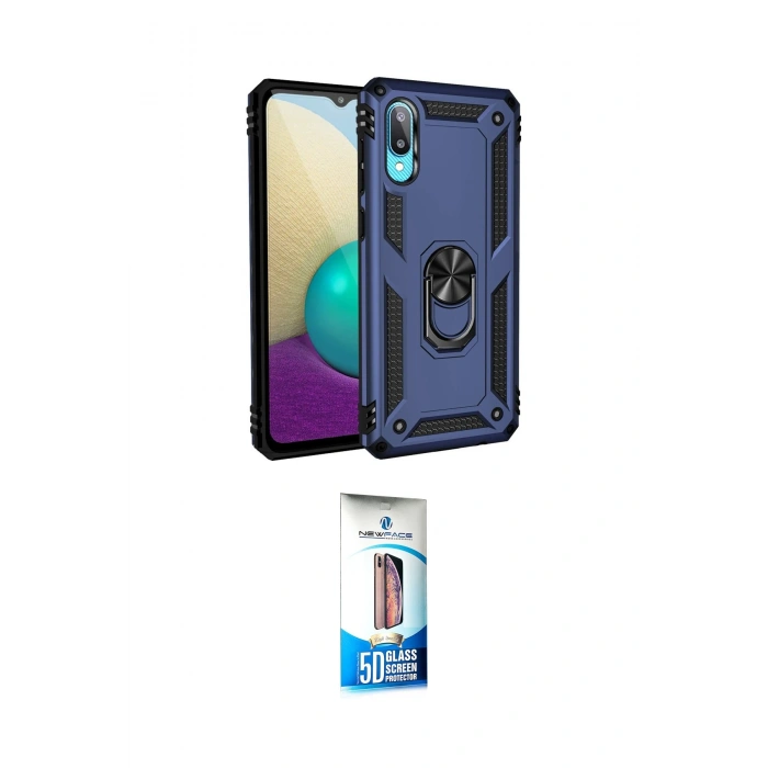 MARSİLYAN™- Galaxy A02 Kılıf Ahenk Klasik Koleksiyonu - Siyah 5D Eko Cam Ekran Koruyucu