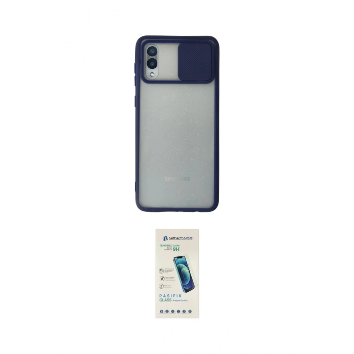MARSİLYAN™- Galaxy A02 Kılıf Vadi Çizgi - Şeffaf Pasifik Cam Ekran Koruyucu