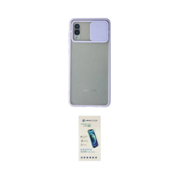 MARSİLYAN™- Galaxy A02 Kılıf Vadi Çizgi - Şeffaf Pasifik Cam Ekran Koruyucu