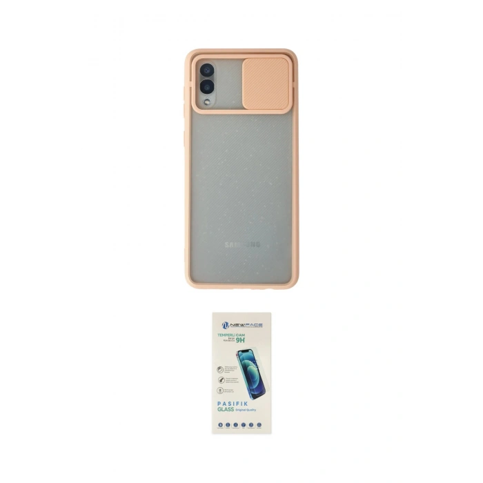 MARSİLYAN™- Galaxy A02 Kılıf Vadi Çizgi - Şeffaf Pasifik Cam Ekran Koruyucu