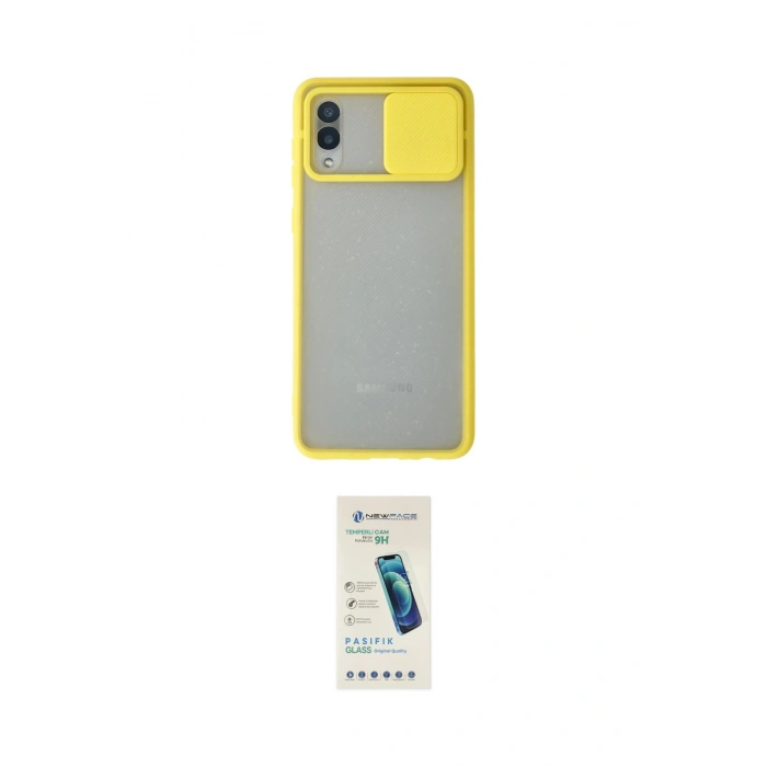 MARSİLYAN™- Galaxy A02 Kılıf Vadi Çizgi - Şeffaf Pasifik Cam Ekran Koruyucu