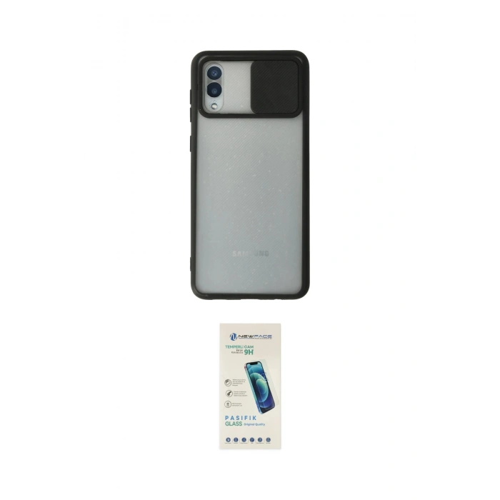 MARSİLYAN™- Galaxy A02 Kılıf Vadi Çizgi - Şeffaf Pasifik Cam Ekran Koruyucu