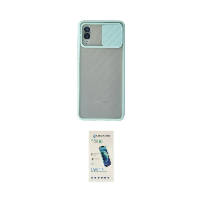 MARSİLYAN™- Galaxy A02 Kılıf Vadi Çizgi - Şeffaf Pasifik Cam Ekran Koruyucu