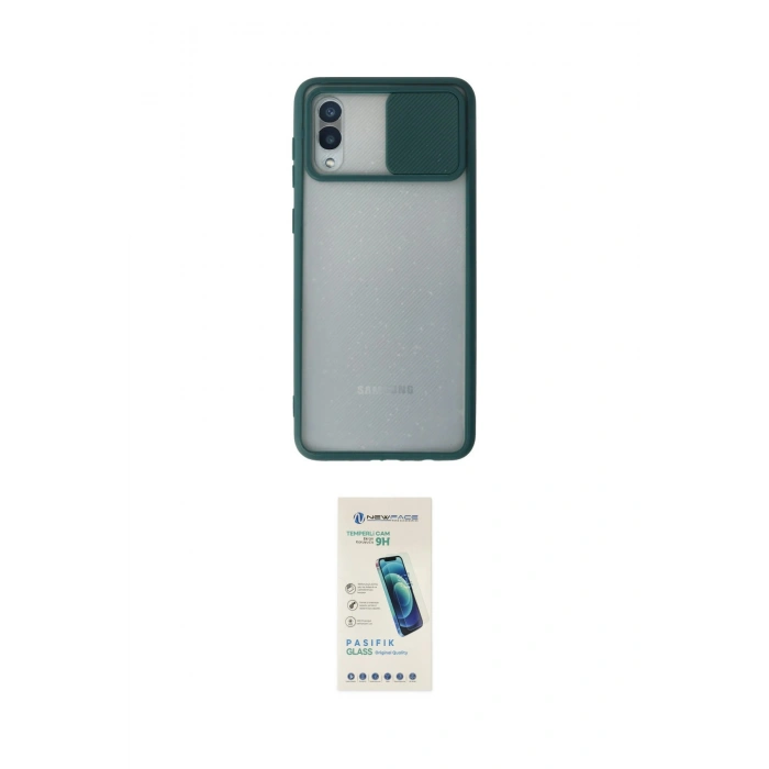 MARSİLYAN™- Galaxy A02 Kılıf Vadi Çizgi - Şeffaf Pasifik Cam Ekran Koruyucu