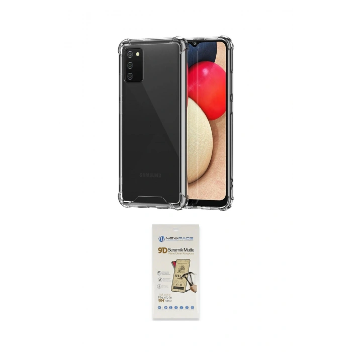 MARSİLYAN™- Galaxy A02S Kılıf İz Form Prime - Siyah Mat Seramik Nano Ekran Koruyucu
