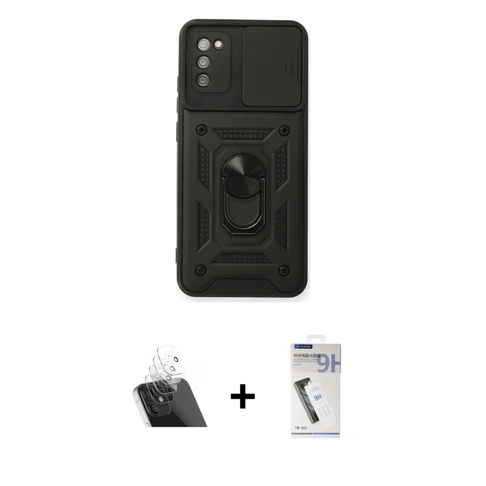 MARSİLYAN™- Galaxy A03S Kılıf Ahenk Klasik - Şeffaf Uv Polymer Nano Ekran Koruyucu + Kamera Lens Koruma Cam - SF