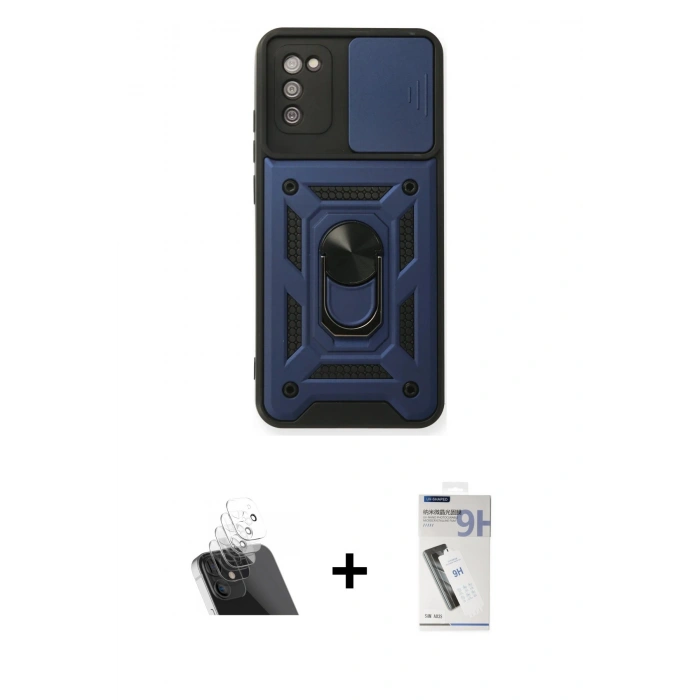MARSİLYAN™- Galaxy A03S Kılıf Ahenk Klasik - Şeffaf Uv Polymer Nano Ekran Koruyucu + Kamera Lens Koruma Cam - SF