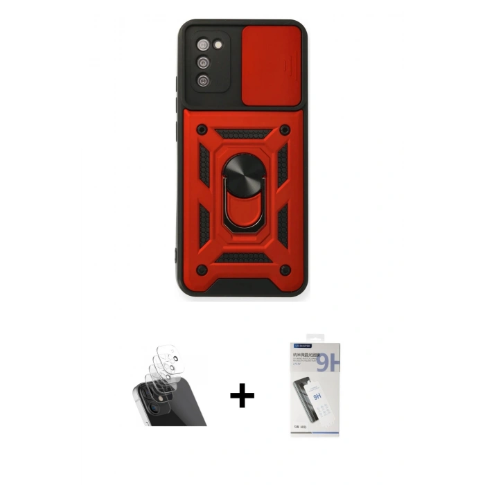 MARSİLYAN™- Galaxy A03S Kılıf Ahenk Klasik - Şeffaf Uv Polymer Nano Ekran Koruyucu + Kamera Lens Koruma Cam - SF