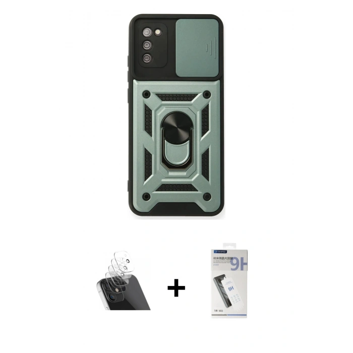 MARSİLYAN™- Galaxy A03S Kılıf Ahenk Klasik - Şeffaf Uv Polymer Nano Ekran Koruyucu + Kamera Lens Koruma Cam - SF