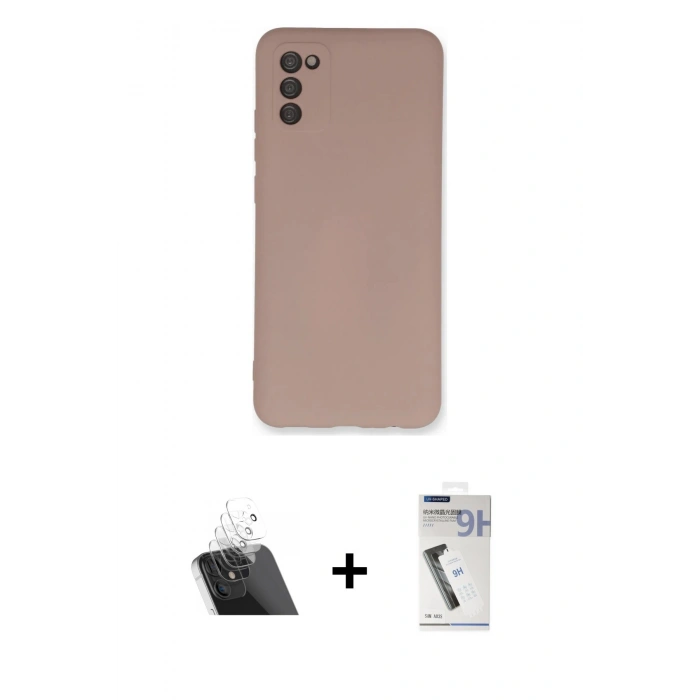 MARSİLYAN™- Galaxy A03S Kılıf Ahenk Serisi - Şeffaf Uv Polymer Nano Ekran Koruyucu + Şeffaf Kamera Lens Koruma Cam