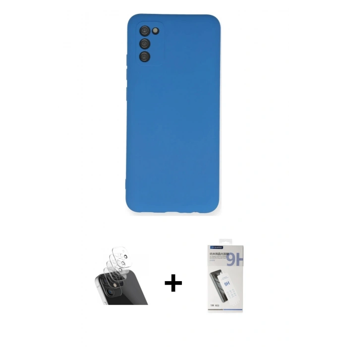 MARSİLYAN™- Galaxy A03S Kılıf Ahenk Serisi - Şeffaf Uv Polymer Nano Ekran Koruyucu + Şeffaf Kamera Lens Koruma Cam