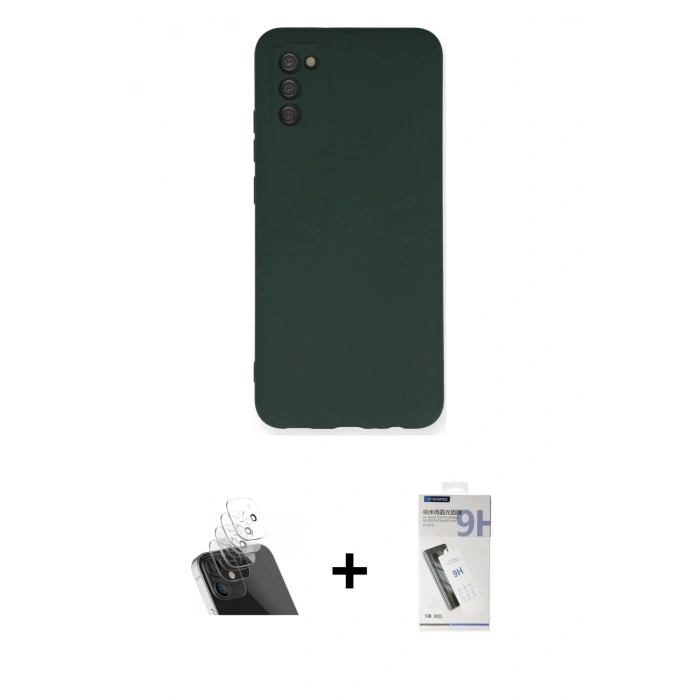 MARSİLYAN™- Galaxy A03S Kılıf Ahenk Serisi - Şeffaf Uv Polymer Nano Ekran Koruyucu + Şeffaf Kamera Lens Koruma Cam