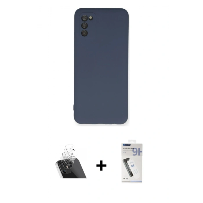 MARSİLYAN™- Galaxy A03S Kılıf Ahenk Serisi - Şeffaf Uv Polymer Nano Ekran Koruyucu + Şeffaf Kamera Lens Koruma Cam