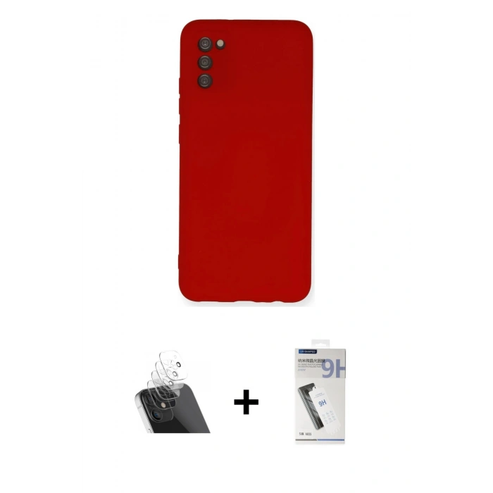 MARSİLYAN™- Galaxy A03S Kılıf Ahenk Serisi - Şeffaf Uv Polymer Nano Ekran Koruyucu + Şeffaf Kamera Lens Koruma Cam