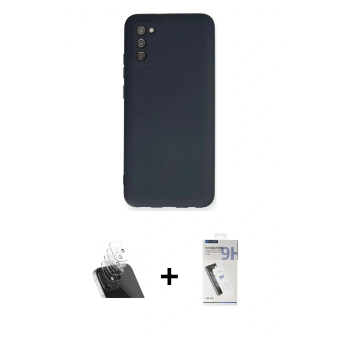 MARSİLYAN™- Galaxy A03S Kılıf Ahenk Serisi - Şeffaf Uv Polymer Nano Ekran Koruyucu + Şeffaf Kamera Lens Koruma Cam