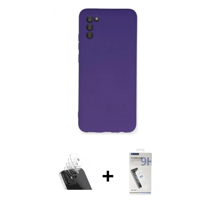 MARSİLYAN™- Galaxy A03S Kılıf Ahenk Serisi - Şeffaf Uv Polymer Nano Ekran Koruyucu + Şeffaf Kamera Lens Koruma Cam