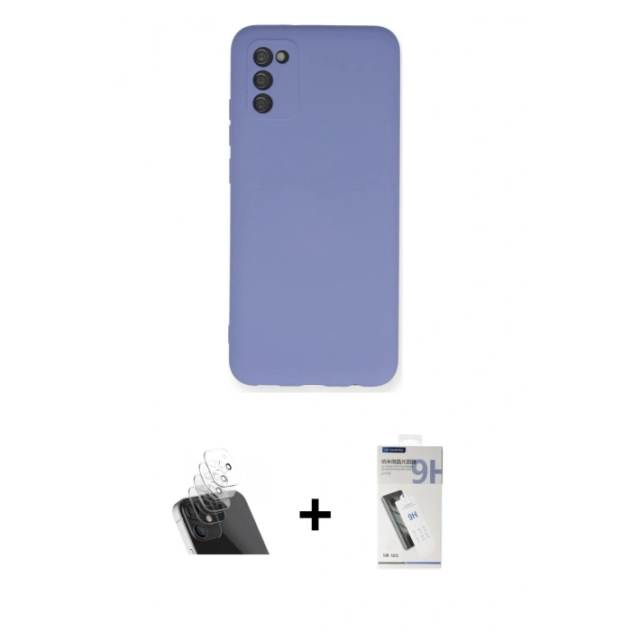 MARSİLYAN™- Galaxy A03S Kılıf Ahenk Serisi - Şeffaf Uv Polymer Nano Ekran Koruyucu + Şeffaf Kamera Lens Koruma Cam