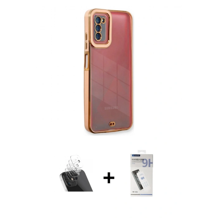 MARSİLYAN™- Galaxy A03S Kılıf Çekirdek Klasik Serisi - Şeffaf Uv Polymer Nano Ekran Koruyucu + Kamera Lens Koruma Cam - SF