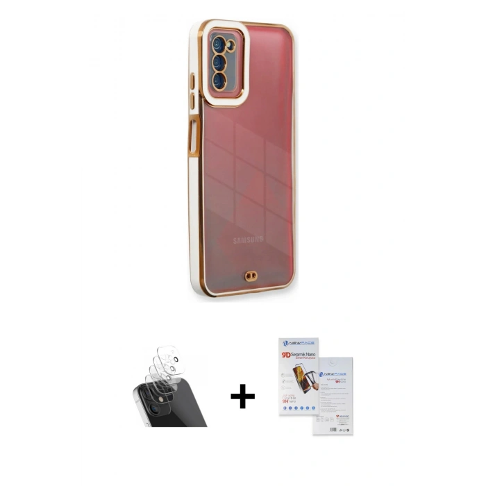 MARSİLYAN™- Galaxy A03S Kılıf Çekirdek Klasik Serisi - Siyah Seramik Nano Ekran Koruyucu + Kamera Lens Koruma Cam - SF