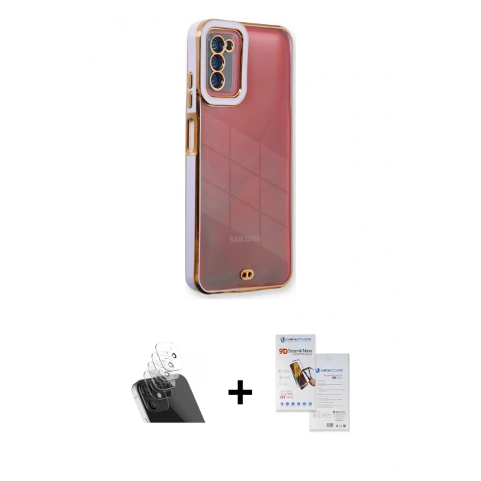MARSİLYAN™- Galaxy A03S Kılıf Çekirdek Klasik Serisi - Siyah Seramik Nano Ekran Koruyucu + Kamera Lens Koruma Cam - SF