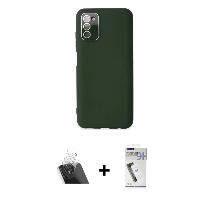MARSİLYAN™- Galaxy A03S Kılıf Çekirdek Modern Serisi - Şeffaf Uv Polymer Nano Ekran Koruyucu + Kamera Lens Koruma Cam - SF