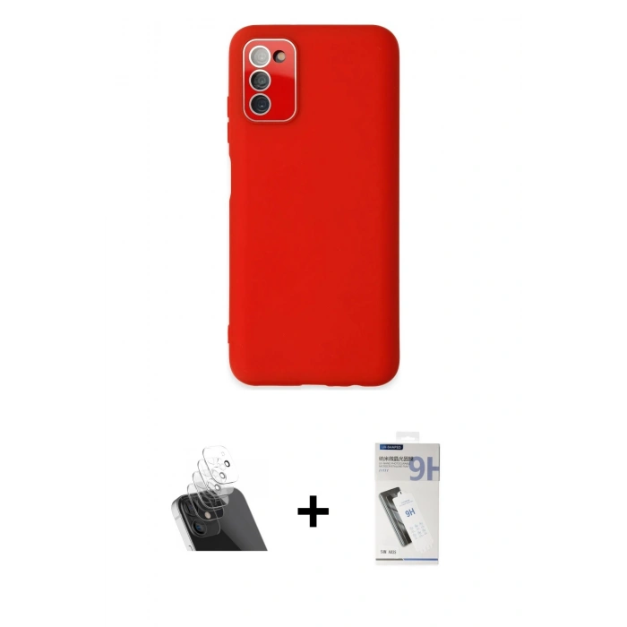 MARSİLYAN™- Galaxy A03S Kılıf Çekirdek Modern Serisi - Şeffaf Uv Polymer Nano Ekran Koruyucu + Kamera Lens Koruma Cam - SF