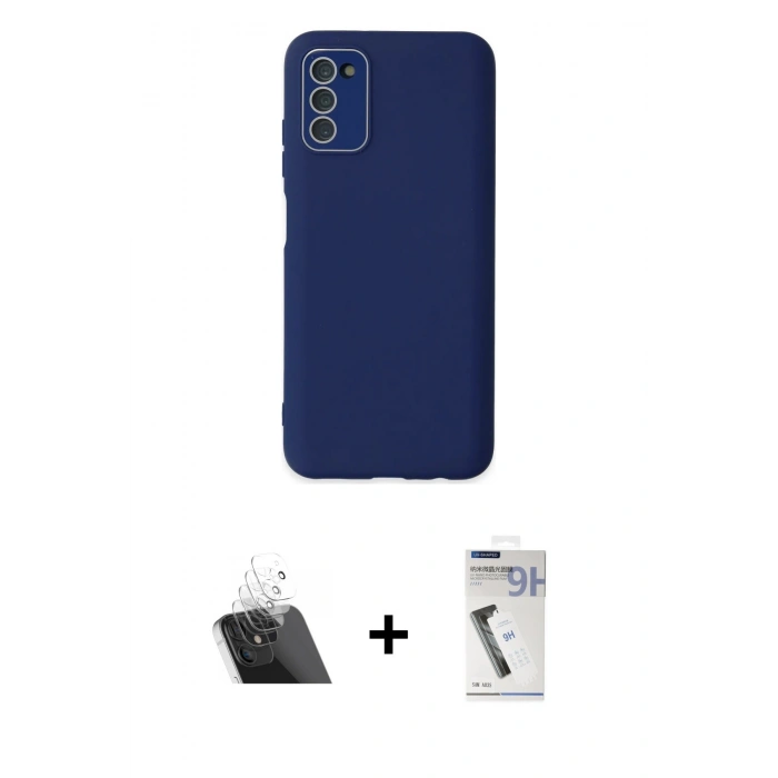 MARSİLYAN™- Galaxy A03S Kılıf Çekirdek Modern Serisi - Şeffaf Uv Polymer Nano Ekran Koruyucu + Kamera Lens Koruma Cam - SF