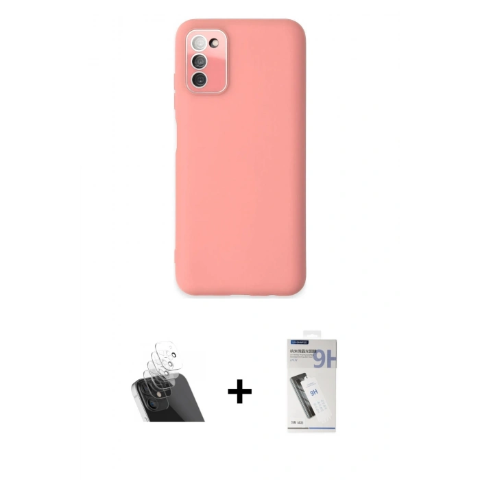 MARSİLYAN™- Galaxy A03S Kılıf Çekirdek Modern Serisi - Şeffaf Uv Polymer Nano Ekran Koruyucu + Kamera Lens Koruma Cam - SF