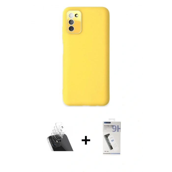 MARSİLYAN™- Galaxy A03S Kılıf Çekirdek Modern Serisi - Şeffaf Uv Polymer Nano Ekran Koruyucu + Kamera Lens Koruma Cam - SF