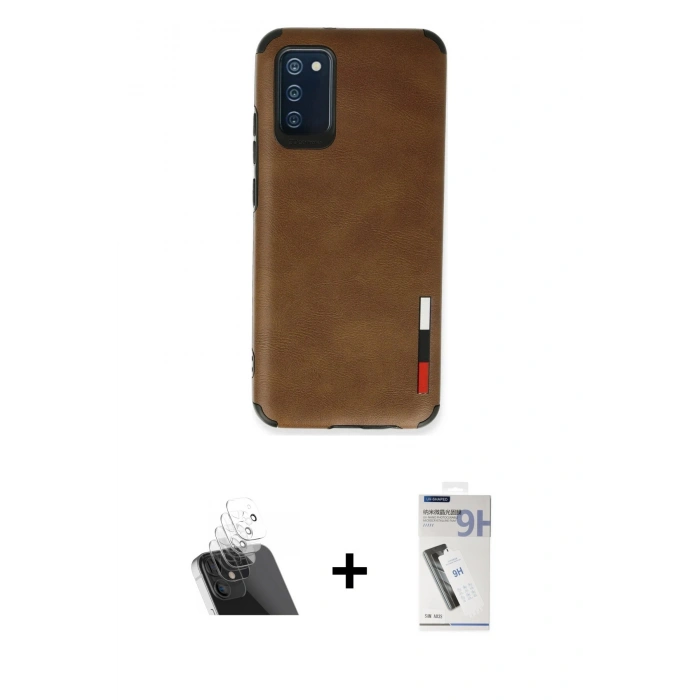 MARSİLYAN™- Galaxy A03S Kılıf Doruk Asil Koleksiyonu - Şeffaf Uv Polymer Nano Ekran Koruyucu + Kamera Lens Koruma Cam - SF
