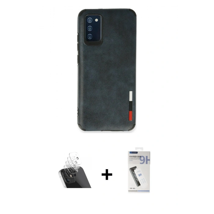 MARSİLYAN™- Galaxy A03S Kılıf Doruk Asil Koleksiyonu - Şeffaf Uv Polymer Nano Ekran Koruyucu + Kamera Lens Koruma Cam - SF